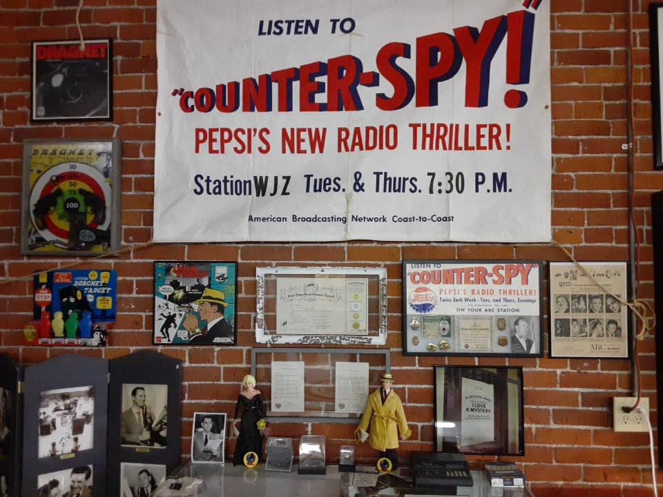 A display case at the Radio Days Theater of the Mind Museum