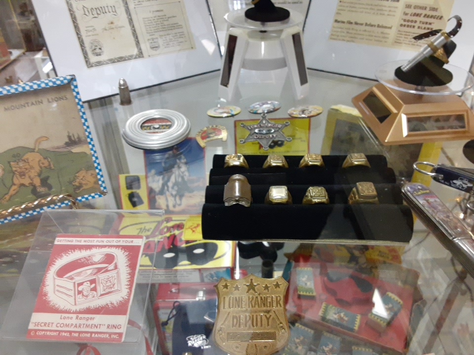 A display case at the Radio Days Theater of the Mind Museum